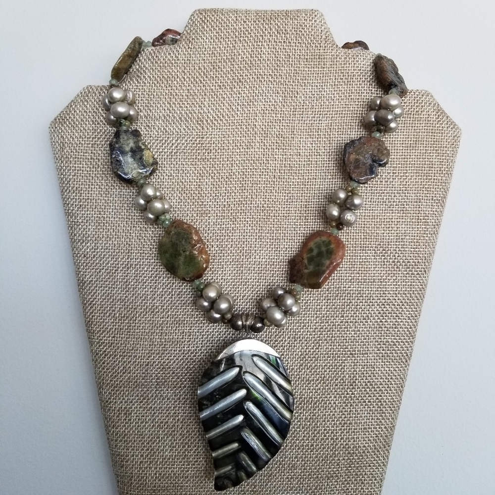 Artisan Sterling, Pearls & Abalone Necklace